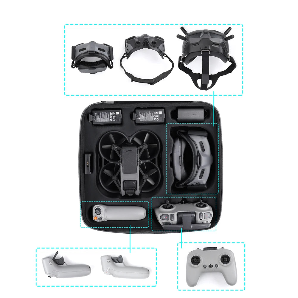 Portable Carrying Shoulder Bag for DJI Avata Goggles Shock-proof Travel Storage Handbag Case with FPV V2 Accessories